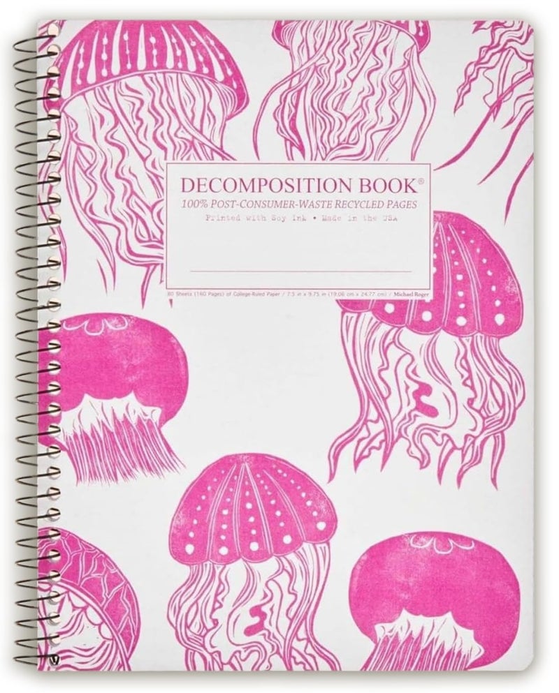 Decomposition Jellyfish College Ruled Spiral Notebook - 9.75 x 7.5 Journal with 160 Lined Pages - 100% Recycled Paper - Cute Notebooks for School Supplies, Home & Office - Made in USA - Image 1